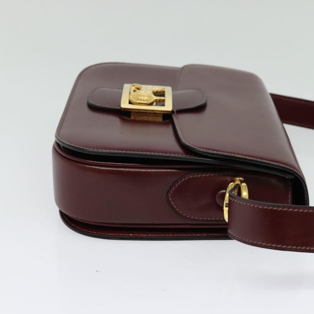 CELINE Horse Carriage Shoulder Bag Leather Bordeaux Gold Auth yk18928 - Picture 4 of 16